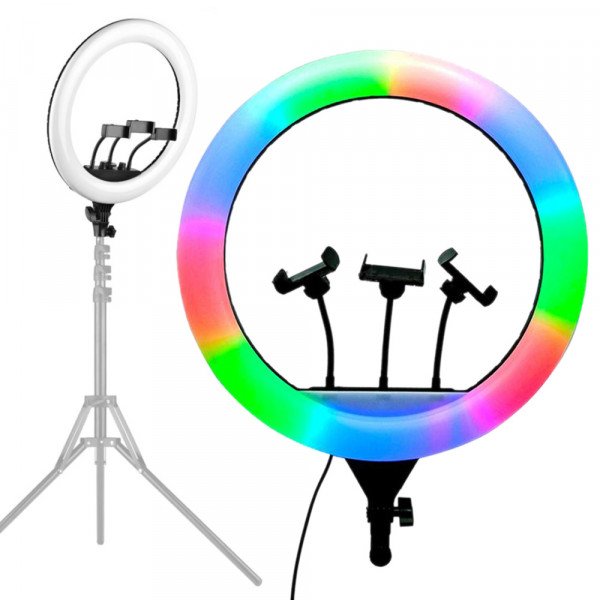 Wholesale RGB Light 18 inch Selfie Ring Light with 76 inch Tripod Stand & Cell Phone Holder for Live Stream, Makeup, YouTube Video, Photography TikTok, & More Compatible with Universal Phone (RGB)